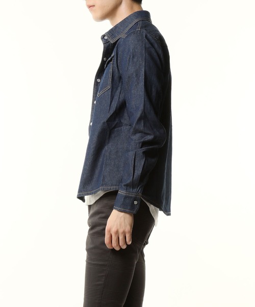 TopIsm(トップイズム)の「USED加工ウエスタンデニムシャツ(シャツ/ブラウス・メンズ・ホワイト/ブラック/インディゴブルー/ブルー・M/L/XL)」の9枚目の写真