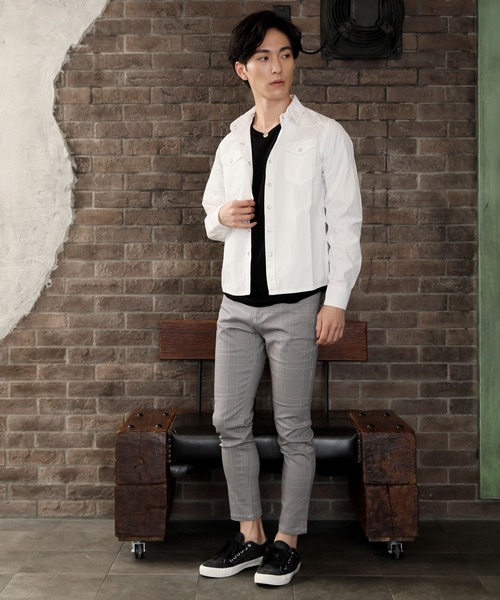 TopIsm(トップイズム)の「USED加工ウエスタンデニムシャツ(シャツ/ブラウス・メンズ・ホワイト/ブラック/インディゴブルー/ブルー・M/L/XL)」の12枚目の写真