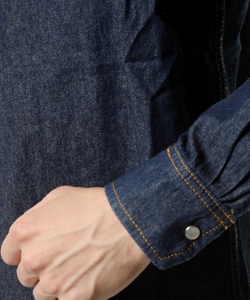 TopIsm(トップイズム)の「USED加工ウエスタンデニムシャツ(シャツ/ブラウス・メンズ・ホワイト/ブラック/インディゴブルー/ブルー・M/L/XL)」の13枚目の写真