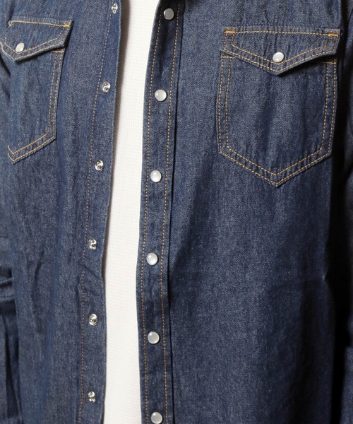 TopIsm(トップイズム)の「USED加工ウエスタンデニムシャツ(シャツ/ブラウス・メンズ・ホワイト/ブラック/インディゴブルー/ブルー・M/L/XL)」の15枚目の写真