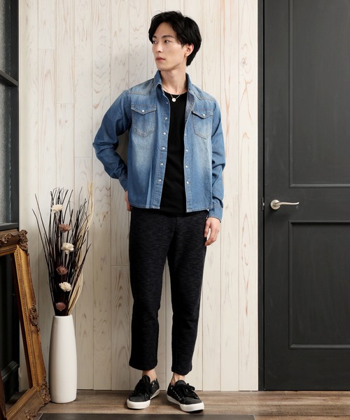 TopIsm(トップイズム)の「USED加工ウエスタンデニムシャツ(シャツ/ブラウス・メンズ・ホワイト/ブラック/インディゴブルー/ブルー・M/L/XL)」の10枚目の写真