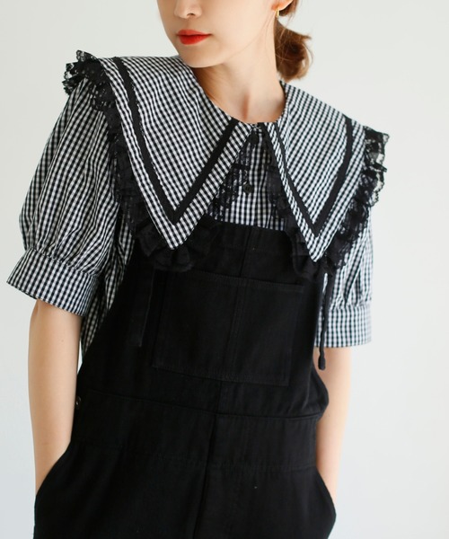 one after another NICE CLAUP(ワンアフターアナザーナイスクラップ)の「【ZOZOTOWN限定】ビックカラ―さんかく衿ブラウス(シャツ/ブラウス・レディース・オフホワイト/ブラック/ブラック系その他/ベージュ・FREE)」の1枚目の写真