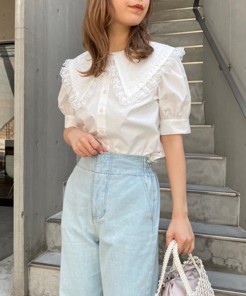 one after another NICE CLAUP(ワンアフターアナザーナイスクラップ)の「【ZOZOTOWN限定】ビックカラ―さんかく衿ブラウス(シャツ/ブラウス・レディース・オフホワイト/ブラック/ブラック系その他/ベージュ・FREE)」の10枚目の写真