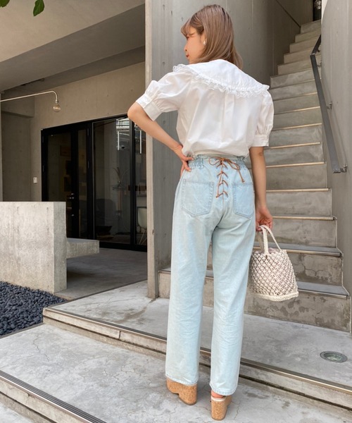 one after another NICE CLAUP(ワンアフターアナザーナイスクラップ)の「【ZOZOTOWN限定】ビックカラ―さんかく衿ブラウス(シャツ/ブラウス・レディース・オフホワイト/ブラック/ブラック系その他/ベージュ・FREE)」の6枚目の写真