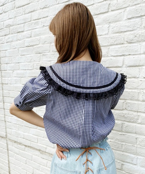 one after another NICE CLAUP(ワンアフターアナザーナイスクラップ)の「【ZOZOTOWN限定】ビックカラ―さんかく衿ブラウス(シャツ/ブラウス・レディース・オフホワイト/ブラック/ブラック系その他/ベージュ・FREE)」の7枚目の写真