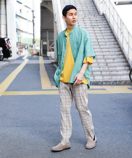 niko and（ニコアンド）の「アシンメトリーバンドカラー半袖シャツ