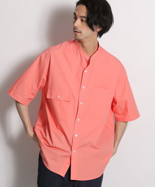 niko and（ニコアンド）の「アシンメトリーバンドカラー半袖シャツ