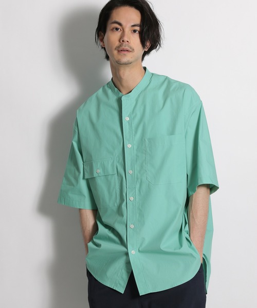 niko and（ニコアンド）の「アシンメトリーバンドカラー半袖シャツ