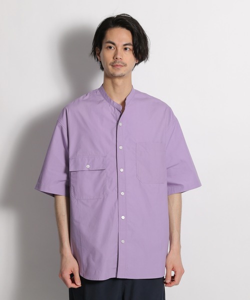 niko and...（ニコアンド）の「アシンメトリーバンドカラー半袖シャツ（シャツ/ブラウス・メンズ・パープル/オレンジ/グリーン・MEDIUM/LARGE）」の11枚目の写真