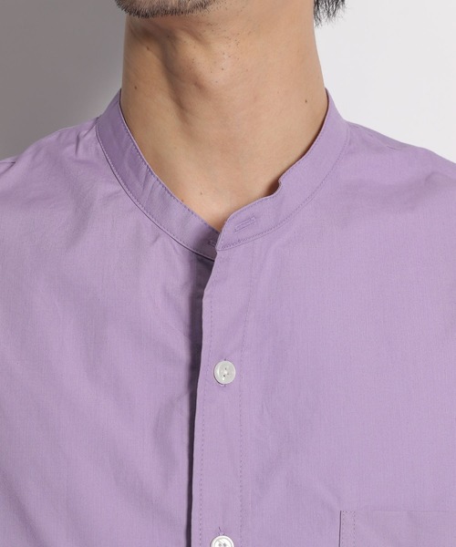 niko and...（ニコアンド）の「アシンメトリーバンドカラー半袖シャツ（シャツ/ブラウス・メンズ・パープル/オレンジ/グリーン・MEDIUM/LARGE）」の5枚目の写真