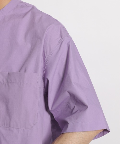 niko and...（ニコアンド）の「アシンメトリーバンドカラー半袖シャツ（シャツ/ブラウス・メンズ・パープル/オレンジ/グリーン・MEDIUM/LARGE）」の14枚目の写真