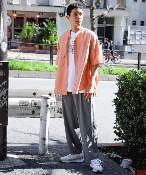 niko and...（ニコアンド）の「アシンメトリーバンドカラー半袖シャツ（シャツ/ブラウス・メンズ・パープル/オレンジ/グリーン・MEDIUM/LARGE）」の13枚目の写真