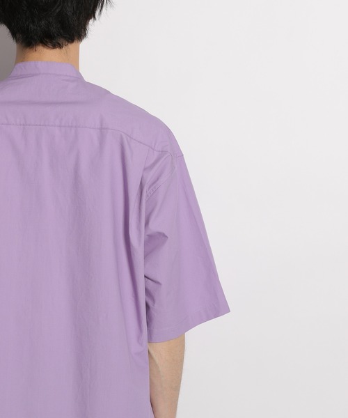 niko and...（ニコアンド）の「アシンメトリーバンドカラー半袖シャツ（シャツ/ブラウス・メンズ・パープル/オレンジ/グリーン・MEDIUM/LARGE）」の10枚目の写真