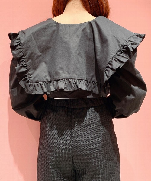 lilLilly（リルリリー）の「ショートシャツジャケット（シャツ/ブラウス・レディース・ホワイト/ブラック・FREE）」の6枚目の写真