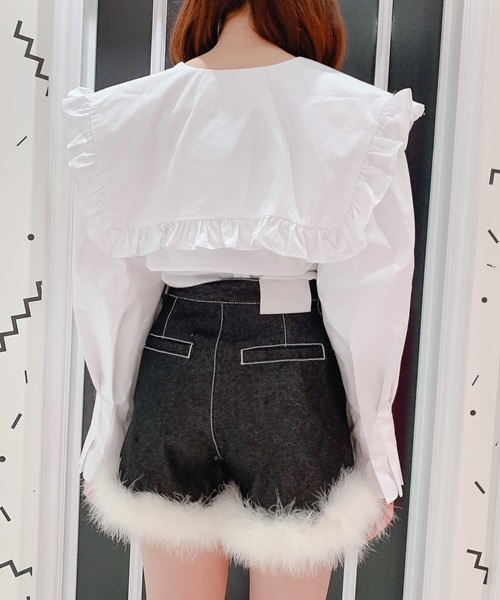 lilLilly（リルリリー）の「ショートシャツジャケット（シャツ/ブラウス・レディース・ホワイト/ブラック・FREE）」の10枚目の写真