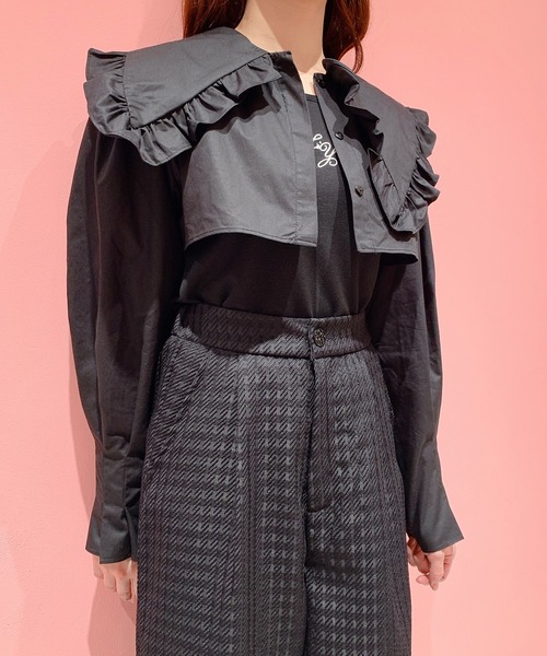 lilLilly（リルリリー）の「ショートシャツジャケット（シャツ/ブラウス・レディース・ホワイト/ブラック・FREE）」の18枚目の写真