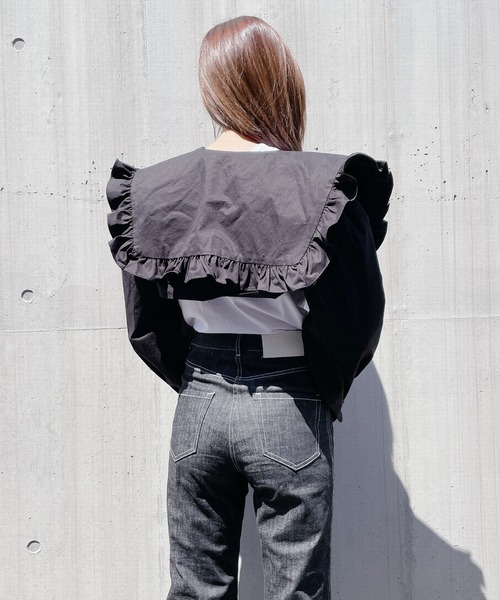 lilLilly（リルリリー）の「ショートシャツジャケット（シャツ/ブラウス・レディース・ホワイト/ブラック・FREE）」の14枚目の写真