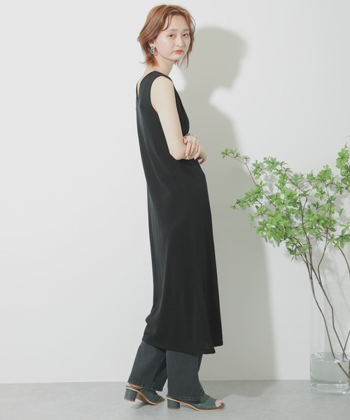 SENSE OF PLACE by URBAN RESEARCH（センスオブプレイスバイアーバンリサーチ）の「2WAYロングニットベスト（ベスト・レディース・ブラック/ベージュ/アイボリー・ONE）」の5枚目の写真