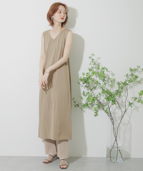 SENSE OF PLACE by URBAN RESEARCH（センスオブプレイスバイアーバンリサーチ）の「2WAYロングニットベスト（ベスト・レディース・ブラック/ベージュ/アイボリー・ONE）」の10枚目の写真