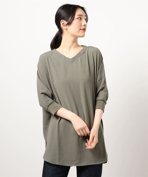 BELLUNA PLUS(ベルーナ)の「ビンテージ調素材ドルマンチュニック(チュニック・レディース・カーキ/グリーン/マスタード/ターコイズブルー/ネイビー/オレンジ系その他・MEDIUM/LARGE/X-LARGE)」の12枚目の写真