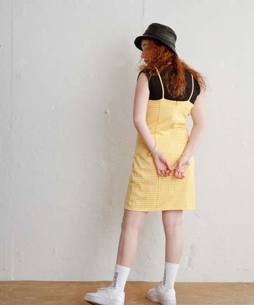 Bonjour Girl（ボンジュールガール）の「【Bonjour Girl/ボンジュールガール】ギンガムチェック キャミワンピ（ワンピース・レディース・ライトブルー/ネイビー/イエロー・FREE）」の14枚目の写真