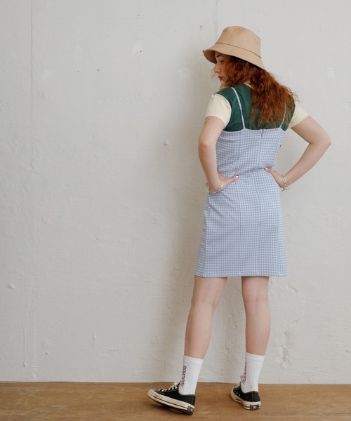 Bonjour Girl（ボンジュールガール）の「【Bonjour Girl/ボンジュールガール】ギンガムチェック キャミワンピ（ワンピース・レディース・ライトブルー/ネイビー/イエロー・FREE）」の12枚目の写真