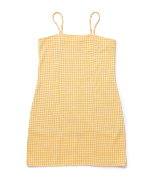 Bonjour Girl（ボンジュールガール）の「【Bonjour Girl/ボンジュールガール】ギンガムチェック キャミワンピ（ワンピース・レディース・ライトブルー/ネイビー/イエロー・FREE）」の6枚目の写真