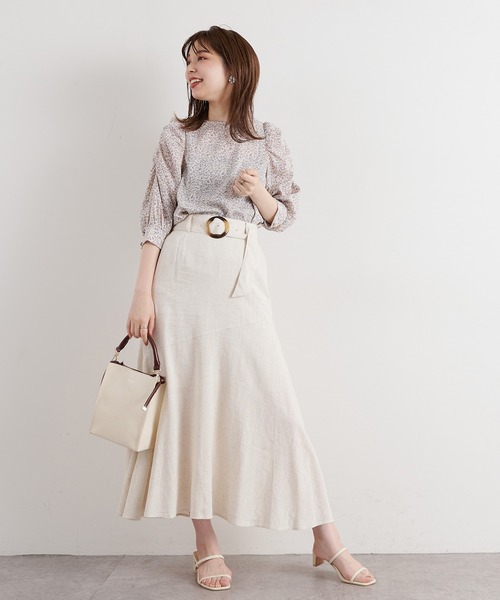 natural couture(ナチュラルクチュール)の「【WEB限定カラー有り】袖ギャザースリーブブラウス(Tシャツ/カットソー・レディース・オフホワイト/ブラック/オレンジ/その他1/その他2・FREE)」の17枚目の写真