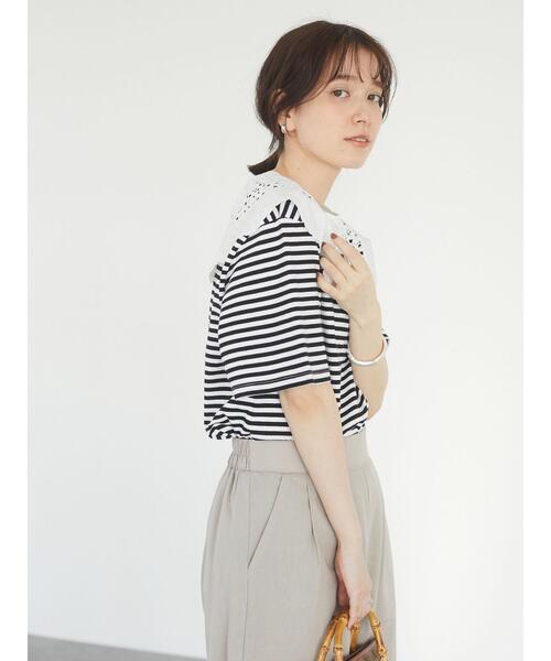 Sugar spoon（シュガースプーン）の「・SUGAR SPOON SET2点レースカラー×Tシャツ＊（Tシャツ/カットソー・レディース・その他7/モカ/オフホワイト/ブラック・FREE）」の16枚目の写真