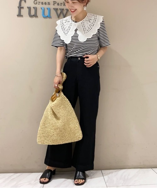 Sugar spoon（シュガースプーン）の「・SUGAR SPOON SET2点レースカラー×Tシャツ＊（Tシャツ/カットソー・レディース・その他7/モカ/オフホワイト/ブラック・FREE）」の8枚目の写真