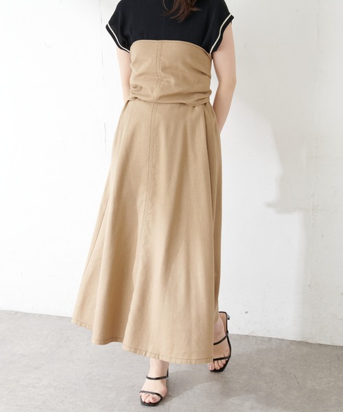 natural couture（ナチュラルクチュール）の「【WEB限定】ワンピにもなるマルチWAYフレアスカート（スカート・レディース・ブラック/ベージュ/ミント/ライトベージュ・FREE）」の3枚目の写真