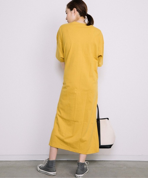 Chaco closet（チャコ クローゼット）の「サイドポケット付き半袖ロングマキシ丈ワンピース（ワンピース・レディース・ブラック/ベージュ/ネイビー/オレンジ/イエロー・FREE）」の13枚目の写真