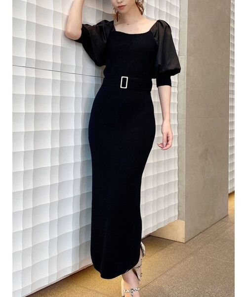 RESEXXY（リゼクシー）の「ボリュームパフニットワンピース（ワンピース・レディース・ホワイト/ブラック/オレンジ/ラベンダー・FREE）」の3枚目の写真