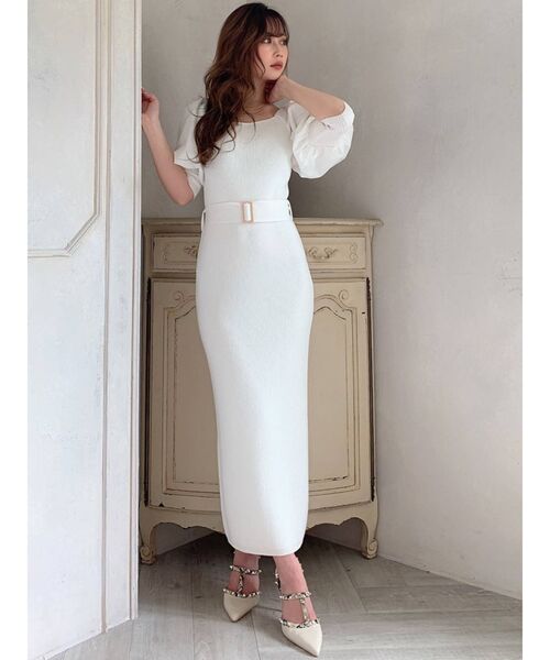 RESEXXY（リゼクシー）の「ボリュームパフニットワンピース（ワンピース・レディース・ホワイト/ブラック/オレンジ/ラベンダー・FREE）」の11枚目の写真