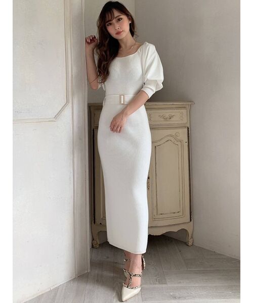 RESEXXY（リゼクシー）の「ボリュームパフニットワンピース（ワンピース・レディース・ホワイト/ブラック/オレンジ/ラベンダー・FREE）」の13枚目の写真