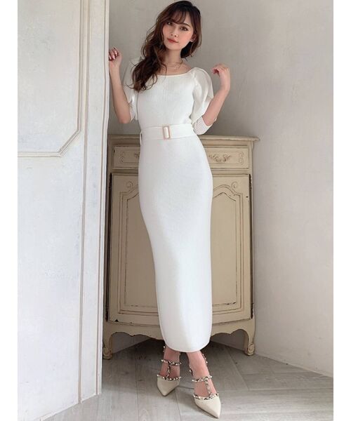 RESEXXY（リゼクシー）の「ボリュームパフニットワンピース（ワンピース・レディース・ホワイト/ブラック/オレンジ/ラベンダー・FREE）」の14枚目の写真