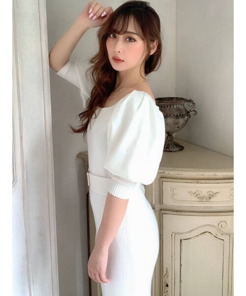 RESEXXY（リゼクシー）の「ボリュームパフニットワンピース（ワンピース・レディース・ホワイト/ブラック/オレンジ/ラベンダー・FREE）」の15枚目の写真