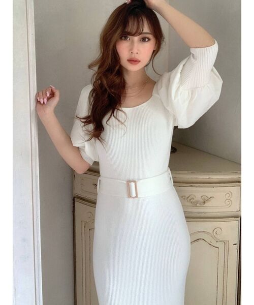 RESEXXY（リゼクシー）の「ボリュームパフニットワンピース（ワンピース・レディース・ホワイト/ブラック/オレンジ/ラベンダー・FREE）」の16枚目の写真