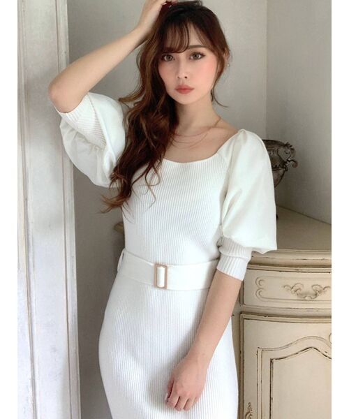 RESEXXY（リゼクシー）の「ボリュームパフニットワンピース（ワンピース・レディース・ホワイト/ブラック/オレンジ/ラベンダー・FREE）」の17枚目の写真