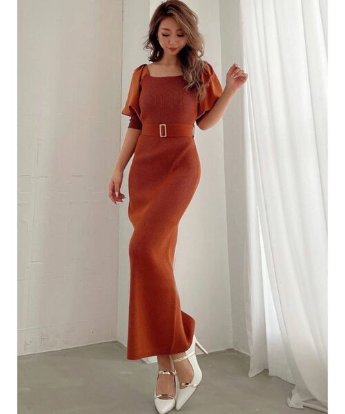 RESEXXY（リゼクシー）の「ボリュームパフニットワンピース（ワンピース・レディース・ホワイト/ブラック/オレンジ/ラベンダー・FREE）」の18枚目の写真