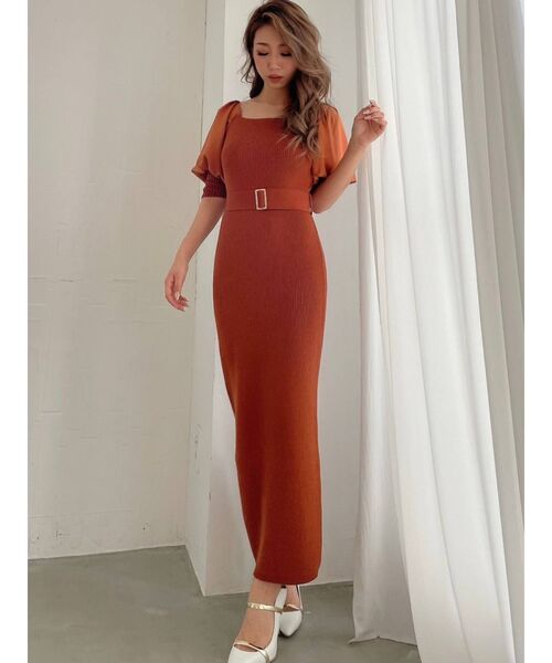 RESEXXY（リゼクシー）の「ボリュームパフニットワンピース（ワンピース・レディース・ホワイト/ブラック/オレンジ/ラベンダー・FREE）」の19枚目の写真