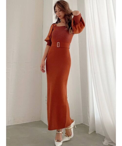 RESEXXY（リゼクシー）の「ボリュームパフニットワンピース（ワンピース・レディース・ホワイト/ブラック/オレンジ/ラベンダー・FREE）」の22枚目の写真