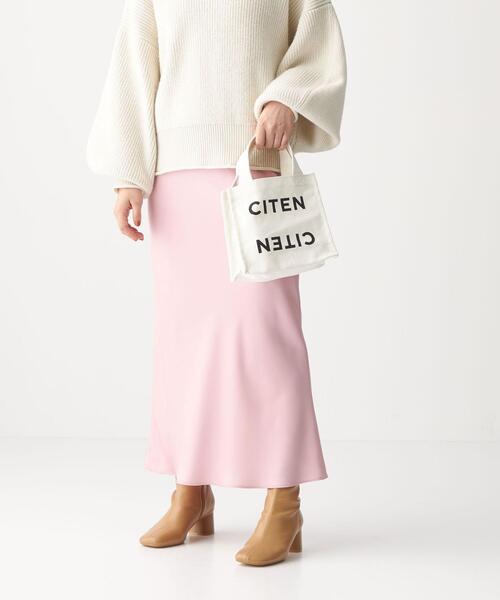 CITEN（シテン）の「＜CITEN（シテン）＞CITENロゴプリント Sサイズ トートバッグ（トートバッグ・レディース・ホワイト/ライトグレー・FREE）」の5枚目の写真
