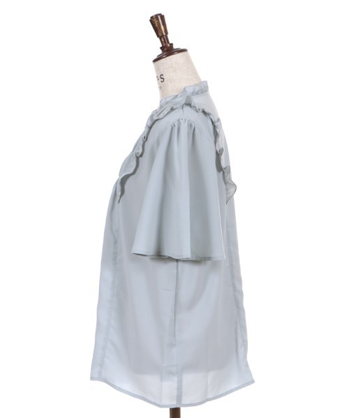 axes femme(アクシーズファム)の「ギャザーデザインフレア袖BL(シャツ/ブラウス・レディース・サックスブルー/キナリ/ブラック・MEDIUM/LARGE)」の6枚目の写真