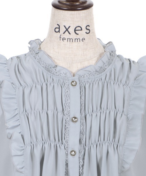 axes femme(アクシーズファム)の「ギャザーデザインフレア袖BL(シャツ/ブラウス・レディース・サックスブルー/キナリ/ブラック・MEDIUM/LARGE)」の16枚目の写真