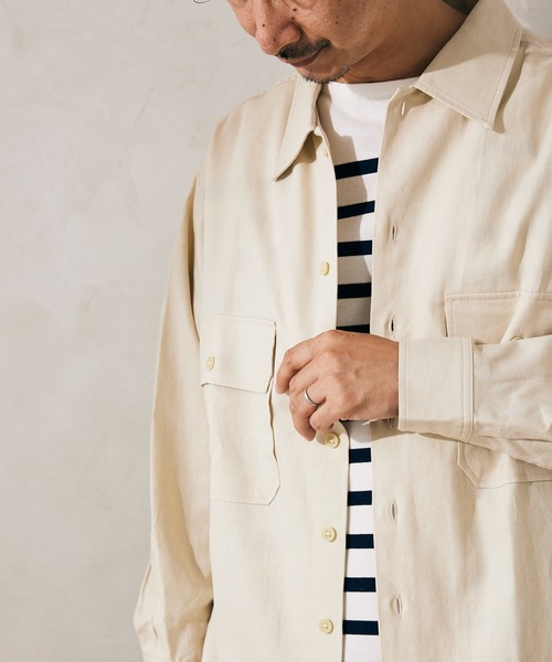 JOURNAL STANDARD relume（ジャーナルスタンダード　レリューム）の「【HOUSE HOID/ハウスホールド】リネンミリタリーシャツジャケット（ブルゾン・メンズ・ブラック/カーキ/ナチュラル・1/2/4/3）」の2枚目の写真