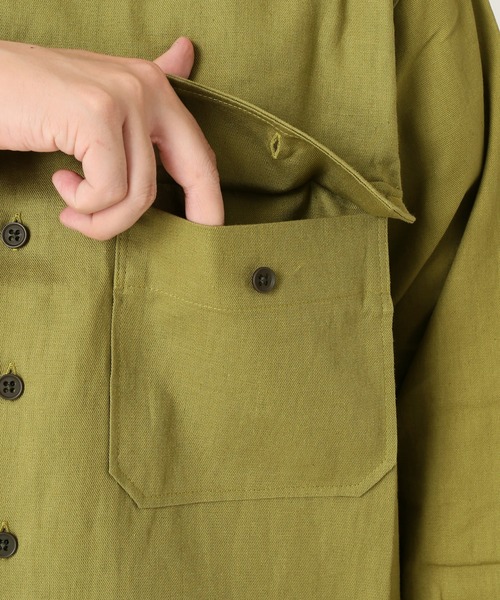 JOURNAL STANDARD relume（ジャーナルスタンダード　レリューム）の「【HOUSE HOID/ハウスホールド】リネンミリタリーシャツジャケット（ブルゾン・メンズ・ブラック/カーキ/ナチュラル・1/2/4/3）」の11枚目の写真