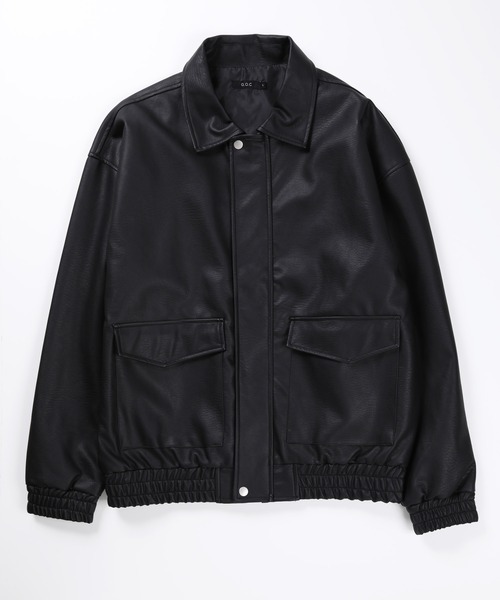 G.O.C（ジーオーシー）の「シンセティックレザーオーバーサイズブルゾン（ブルゾン・メンズ・ブラック・MEDIUM/LARGE）」の2枚目の写真