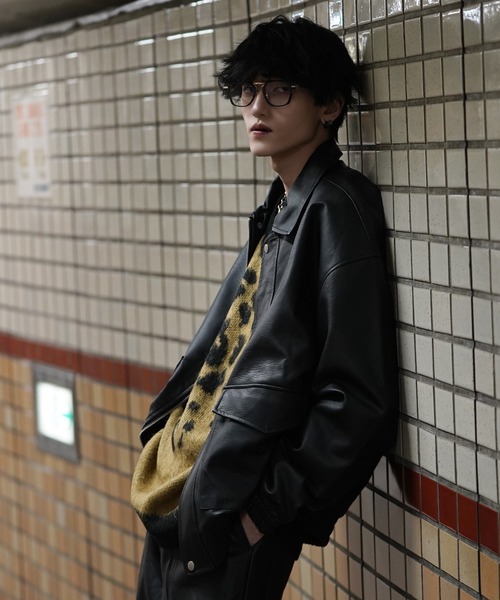 G.O.C（ジーオーシー）の「シンセティックレザーオーバーサイズブルゾン（ブルゾン・メンズ・ブラック・MEDIUM/LARGE）」の12枚目の写真