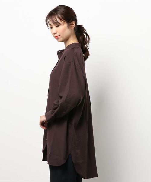 BELLUNA(ベルーナ)の「ツイル素材バンドカラーチュニック(チュニック・レディース・ダークブラウン/ネイビー/モカ/ローズ・MEDIUM/LARGE/X-LARGE)」の12枚目の写真